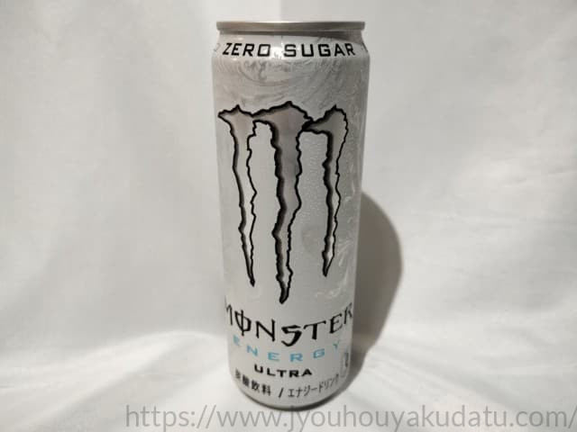 モンスターエナジーウルトラの白い缶のパッケージ外観