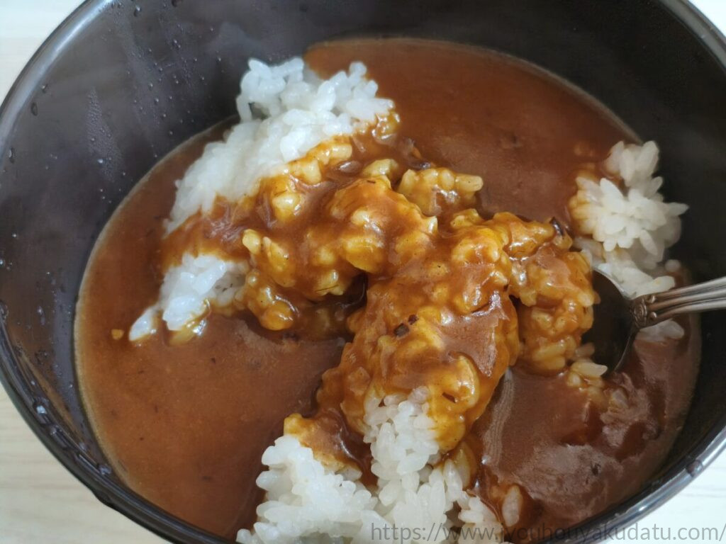 ご飯に無限ループカレーのルーをたっぷりかけた様子